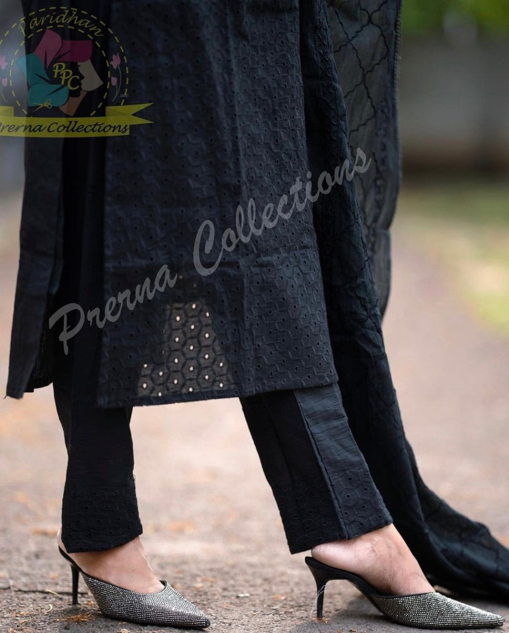 Pure Cotton Schiffli Embroidered Kurti Pant Dupatta Set for Women – Sizes 38 to 44 – 3-Piece Set