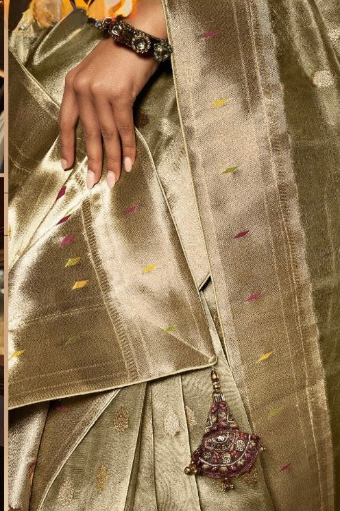 tissue paithani saree with embroidered designer blouse – premium ethnic wear for women