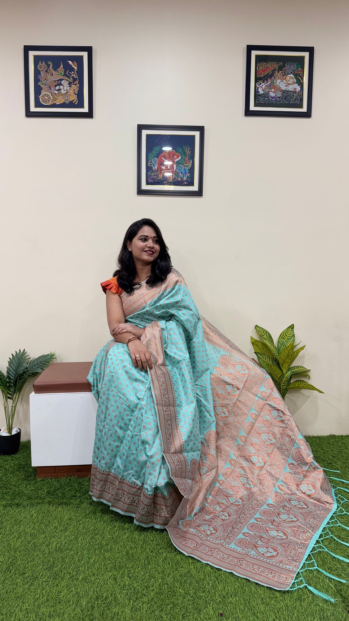 Semi Chanderi Woven Saree Code : 189 & 286 (blue)