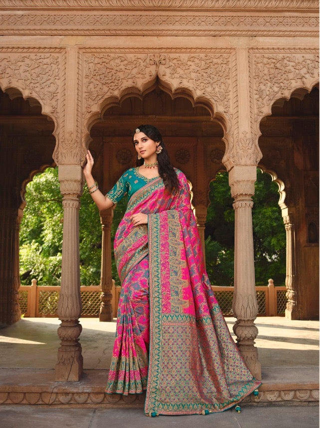 banarasi saree with zari weaving and embroidered silk blouse – festive ethnic wear for women