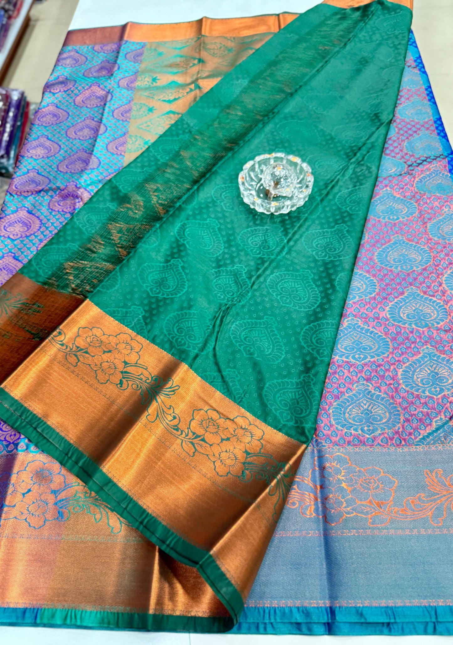 Bridal Soft Silk Saree with Jacquard Weaving & Contrast Border for Women