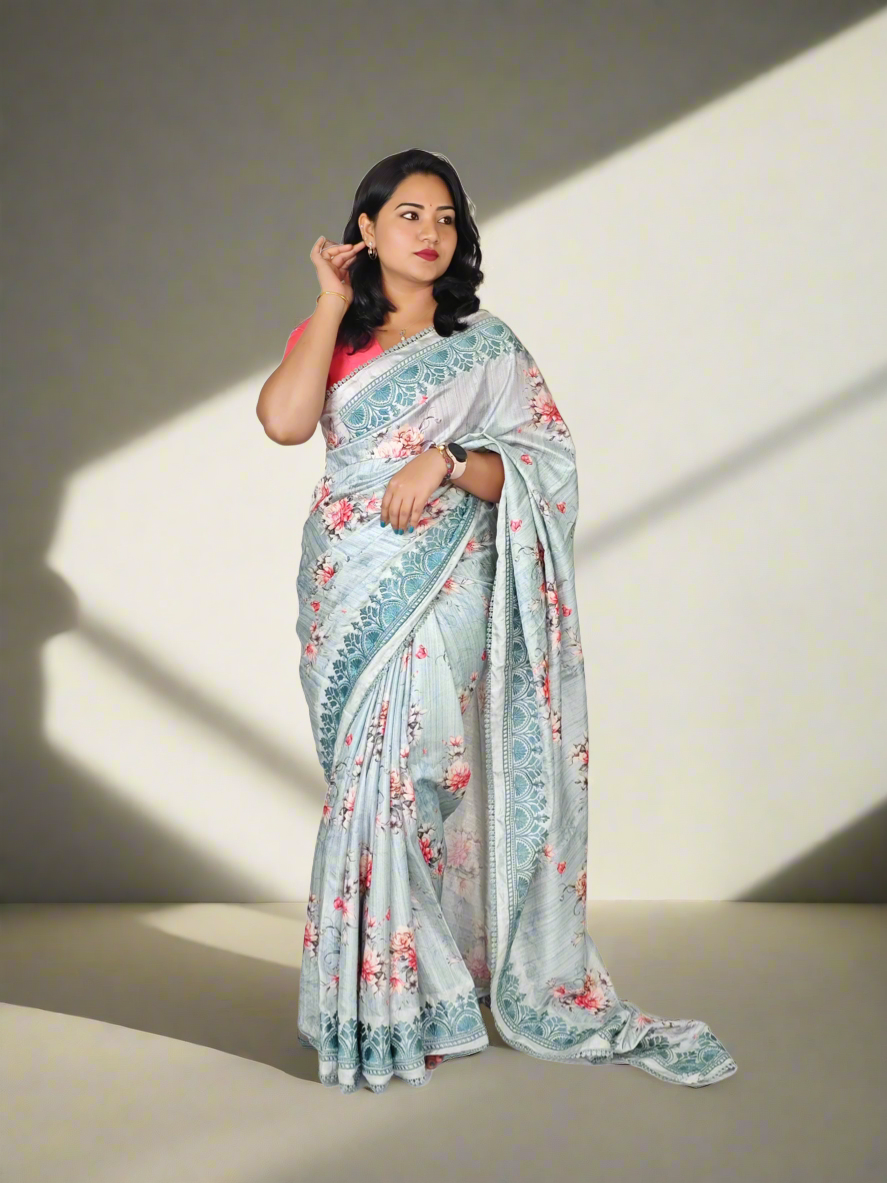 Handloom Tussar Silk with embroidery