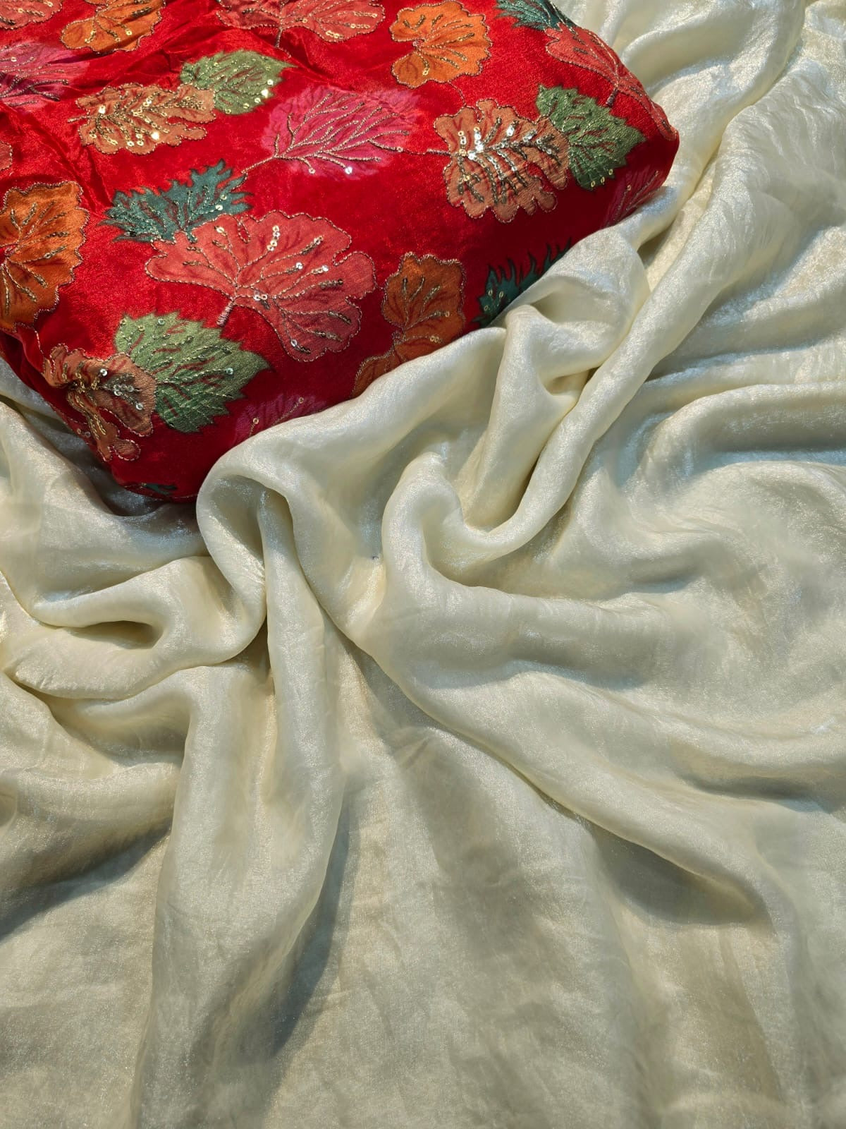 Space Soft Silk Saree with Embroidered Position-Print Blouse – Elegant Festive and Party Wear Saree for Women