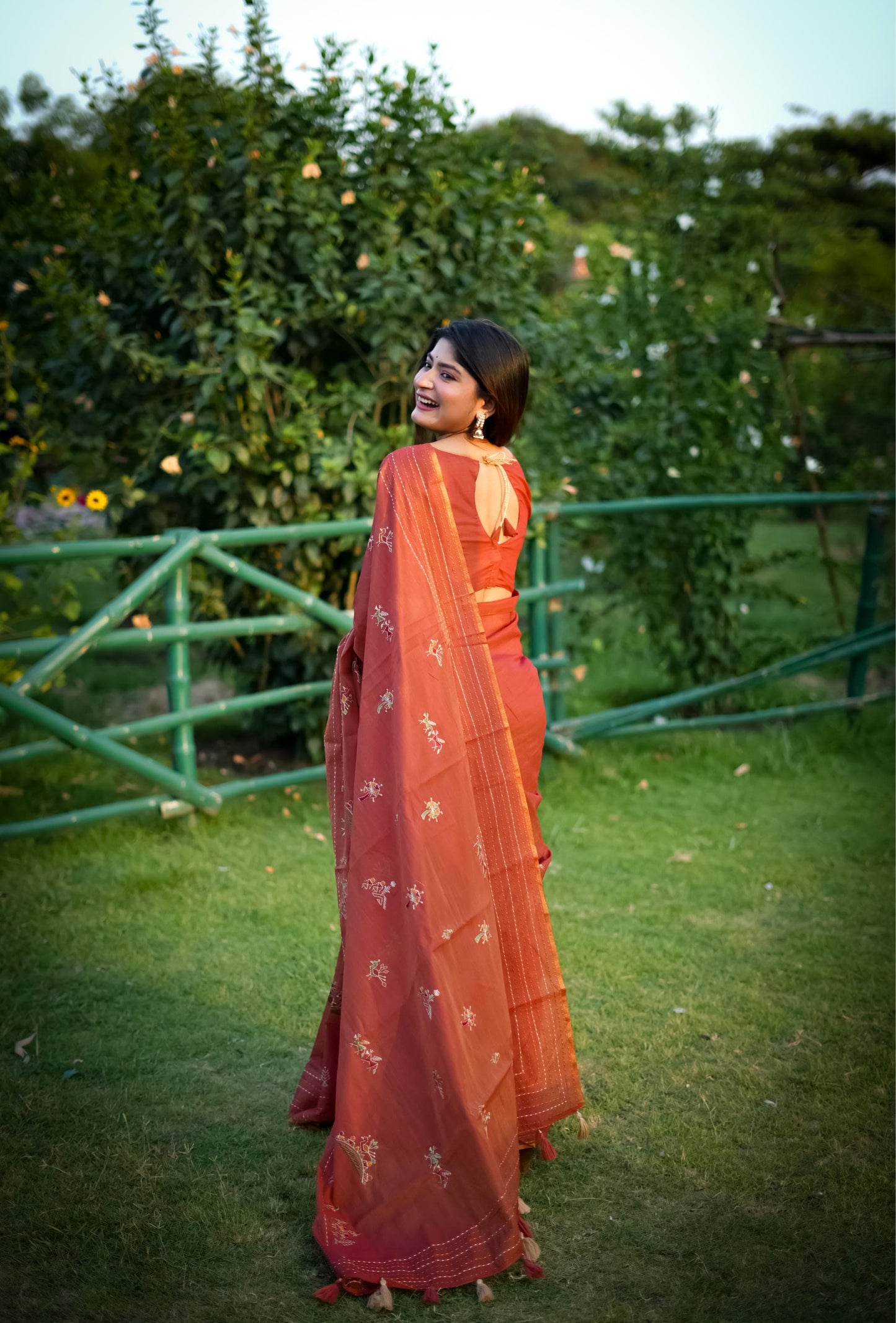 Kantha Stitch Border Saree Premium Kaadi Tussar Silk Saree