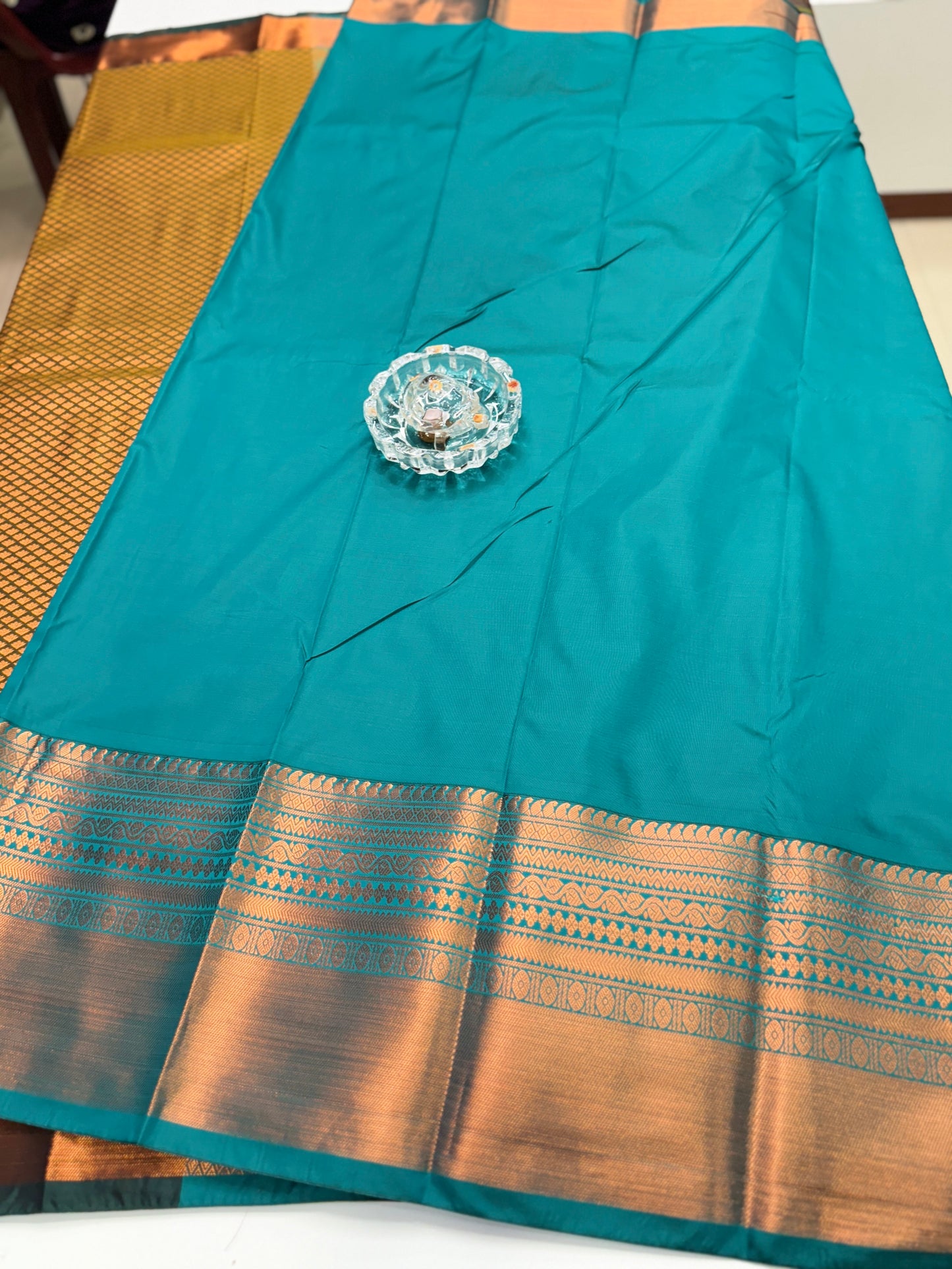 Kanchipuram Style Silk Saree with Rich Zari Border – Festive Wear