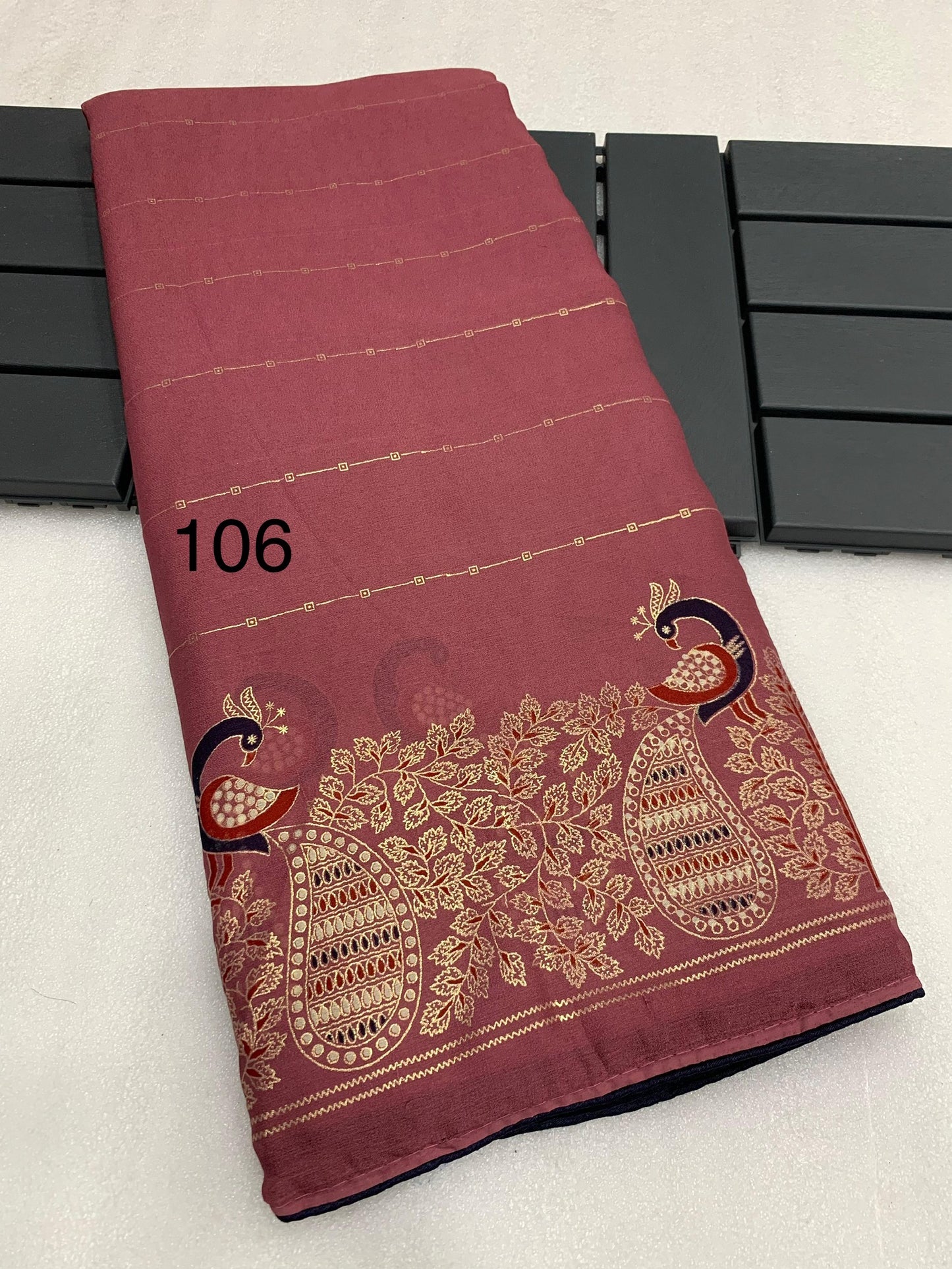 Bamber Viscose Georgette Saree with Mill Foil Print and Running Blouse – Festive Wear