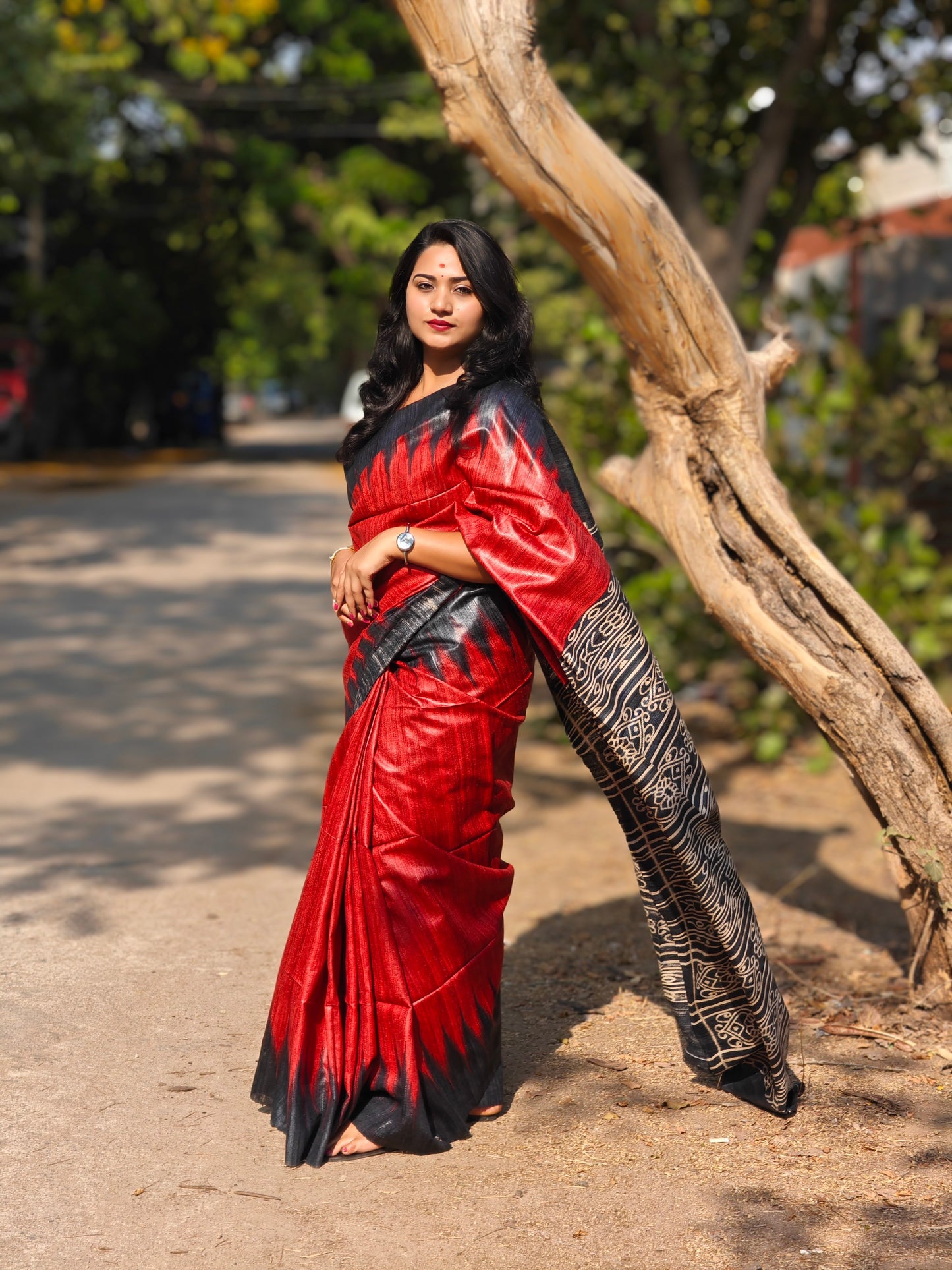 Handwoven Desi Tussar Ghicha Silk Saree for Women – Pure Silk with Blouse, Silk Mark Certified