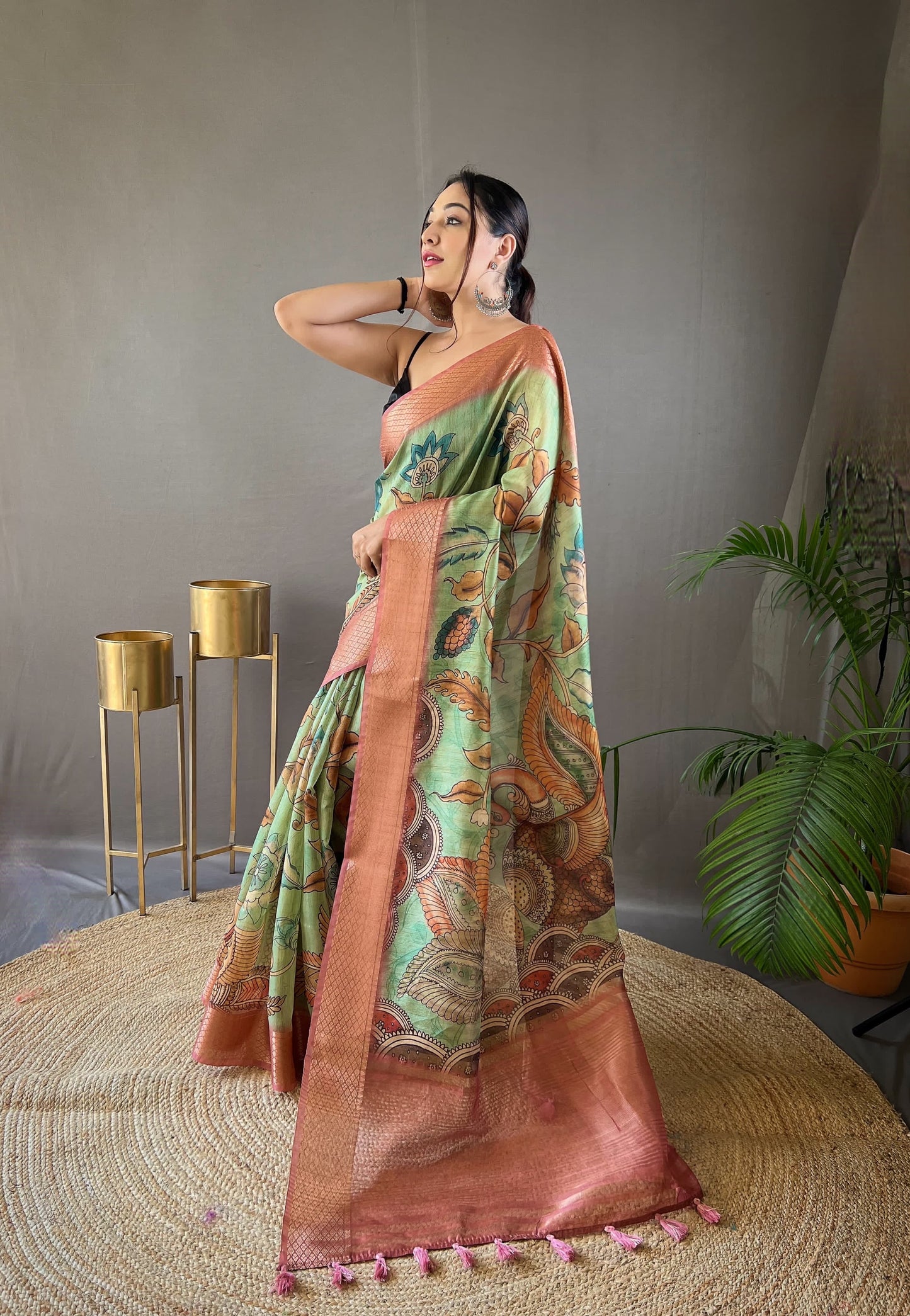 Pure Tussar Silk Kalamkari Sarees
