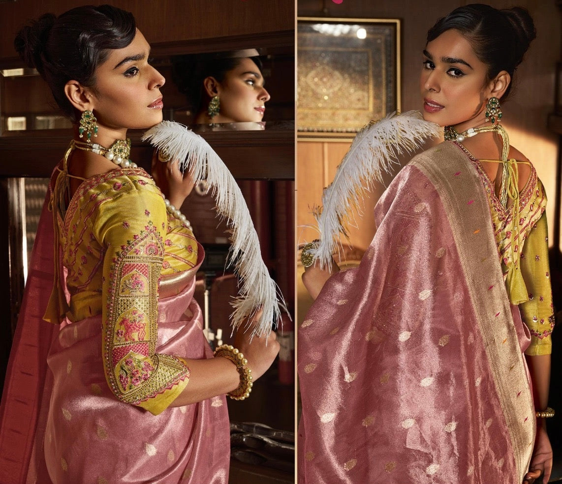 tissue paithani saree with embroidered designer blouse – premium ethnic wear for women