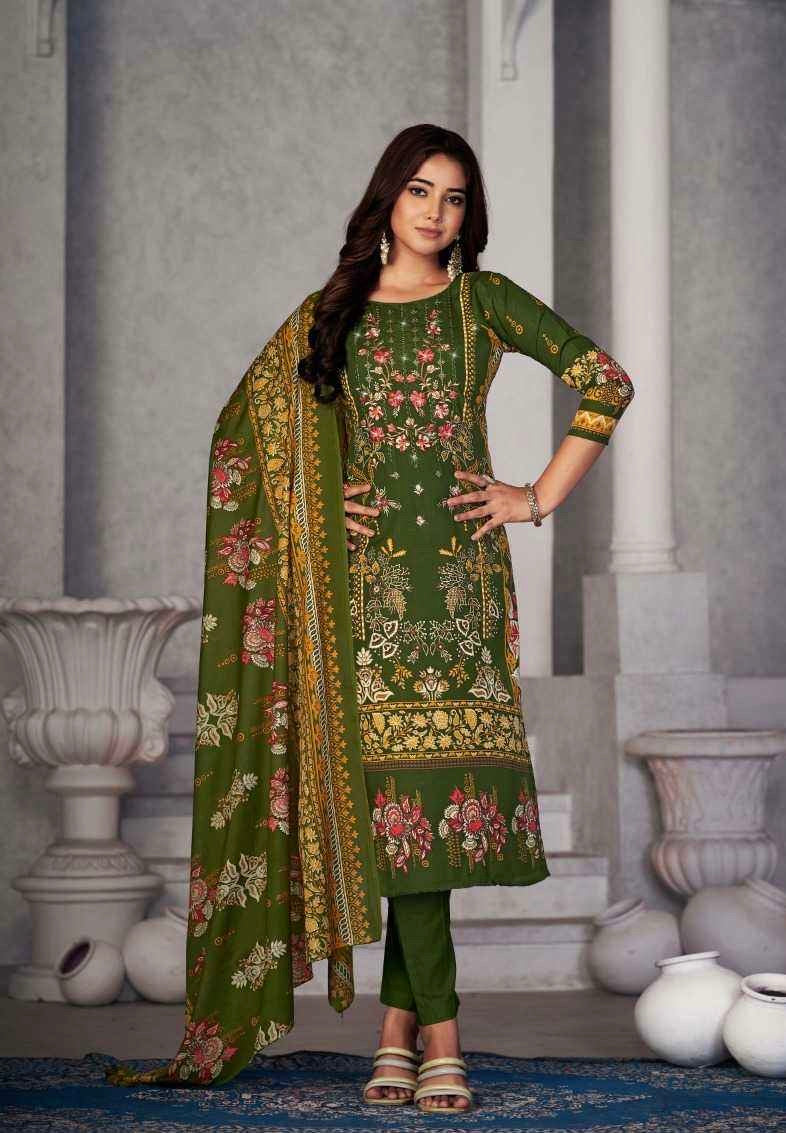Soft Cotton Dress Material with Embroidery and Swarovski Work