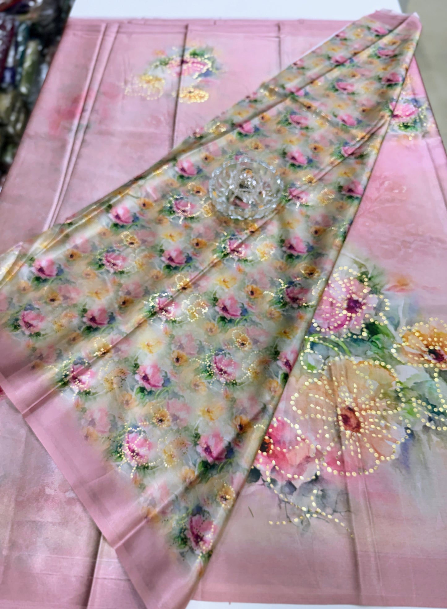 Japan satin saree for women with position print pallu and blouse, soft satin printed saree for festive and casual wear