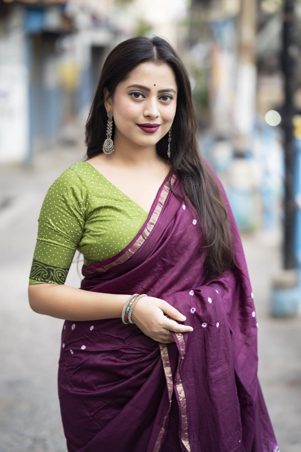 Exquisite Handcrafted Bandhani and Block Print Chanderi Cotton Saree