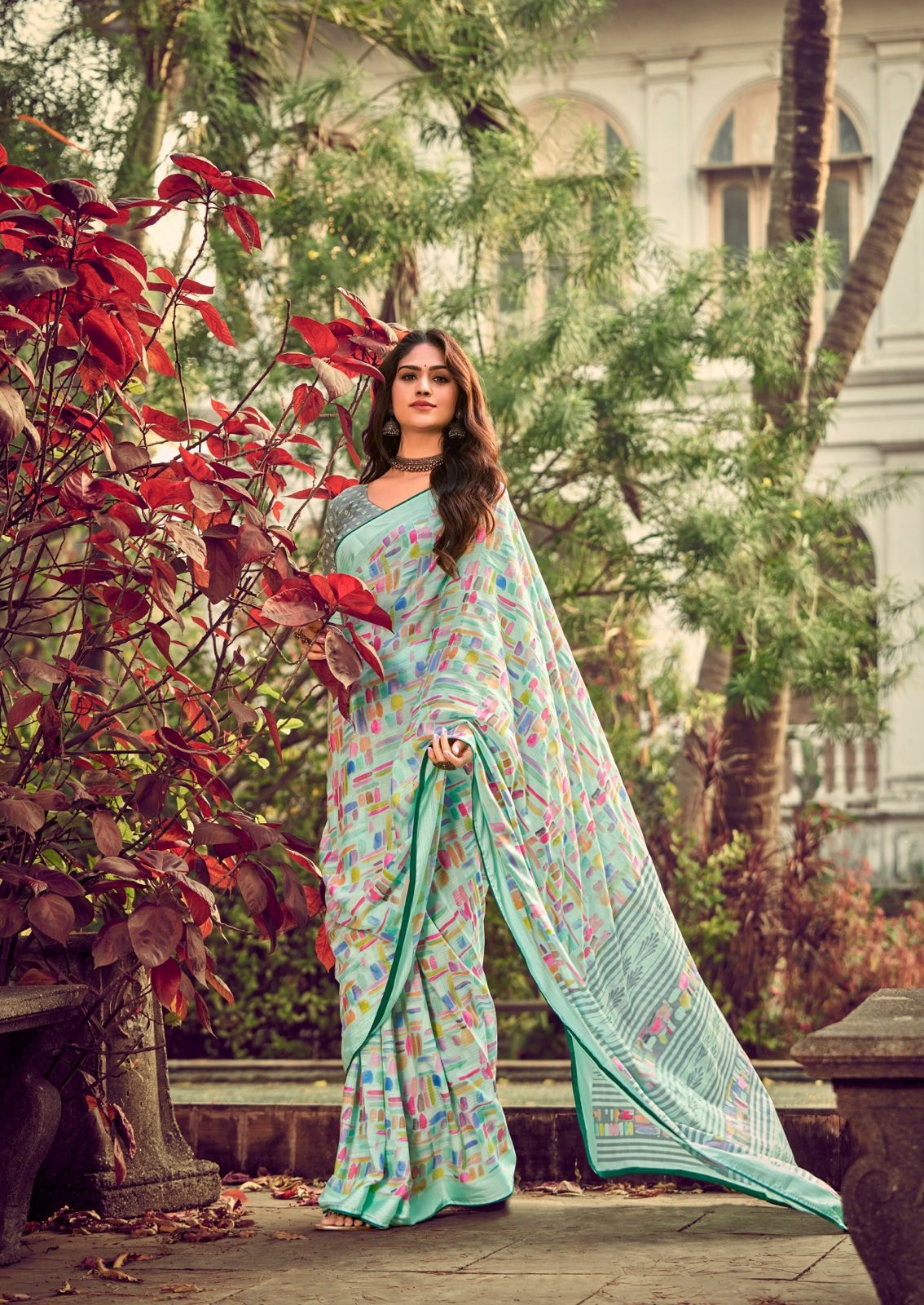 Women’s Pure Viscose Georgette Saree with Fancy Designer Blouse