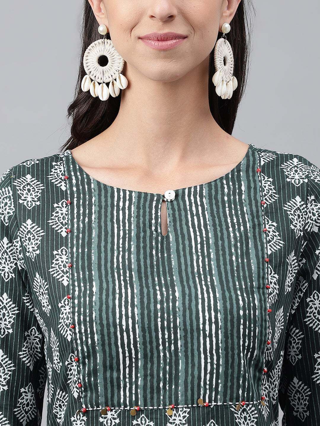 DARK GREEN STRAIGHT PREMIUM KURTI 4162