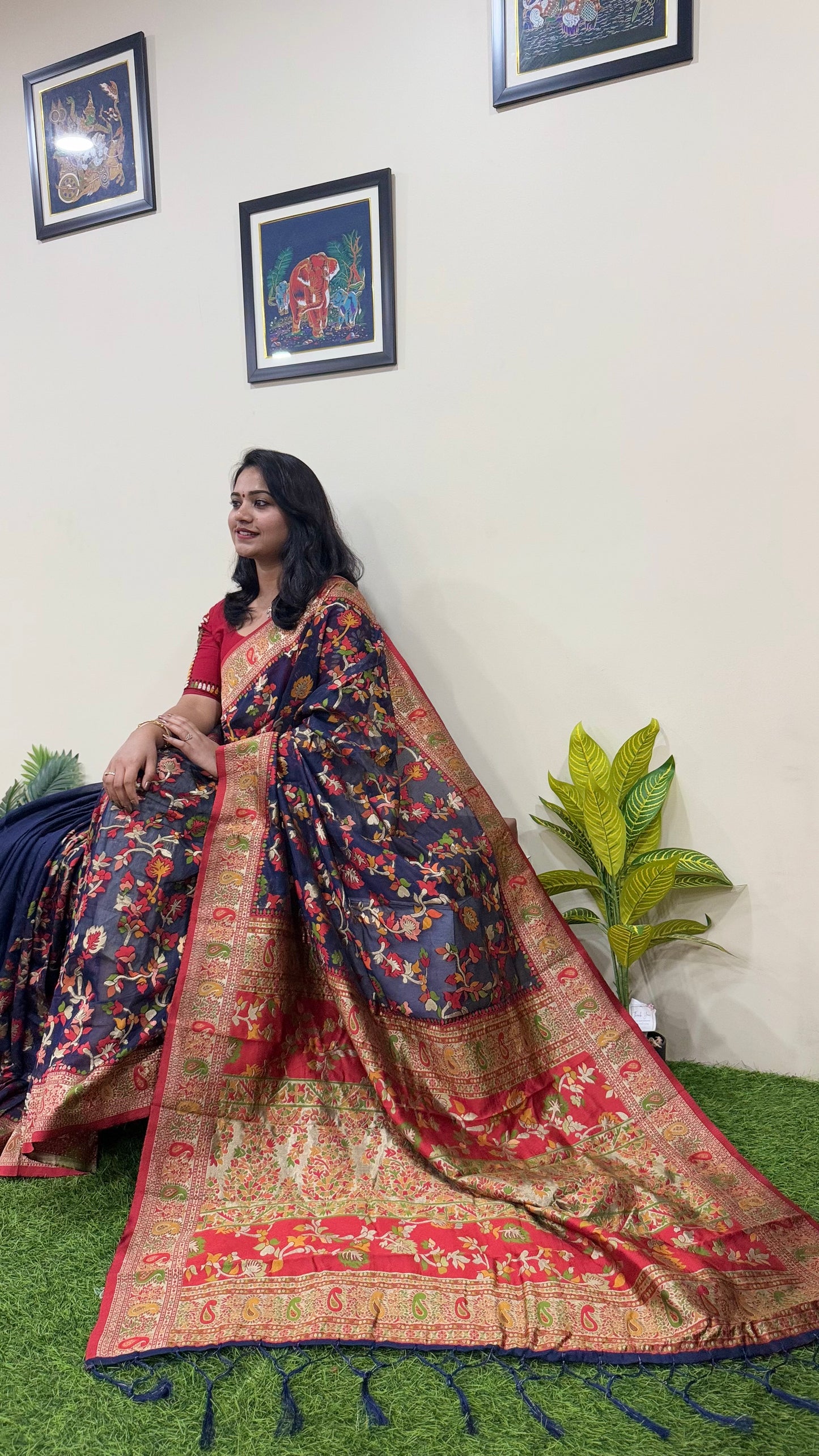 Semi Chanderi Pashmina Saree code 311