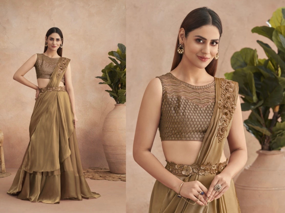 fancy ready to wear saree with unstitched net blouse Mani’s Ready to Wear