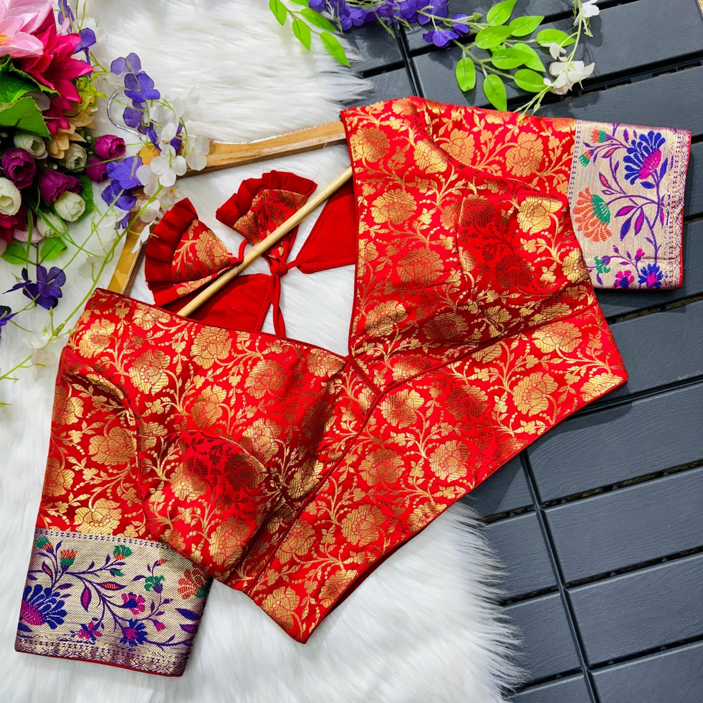 Festival Wear Blouse featuring intricate multi-meena work