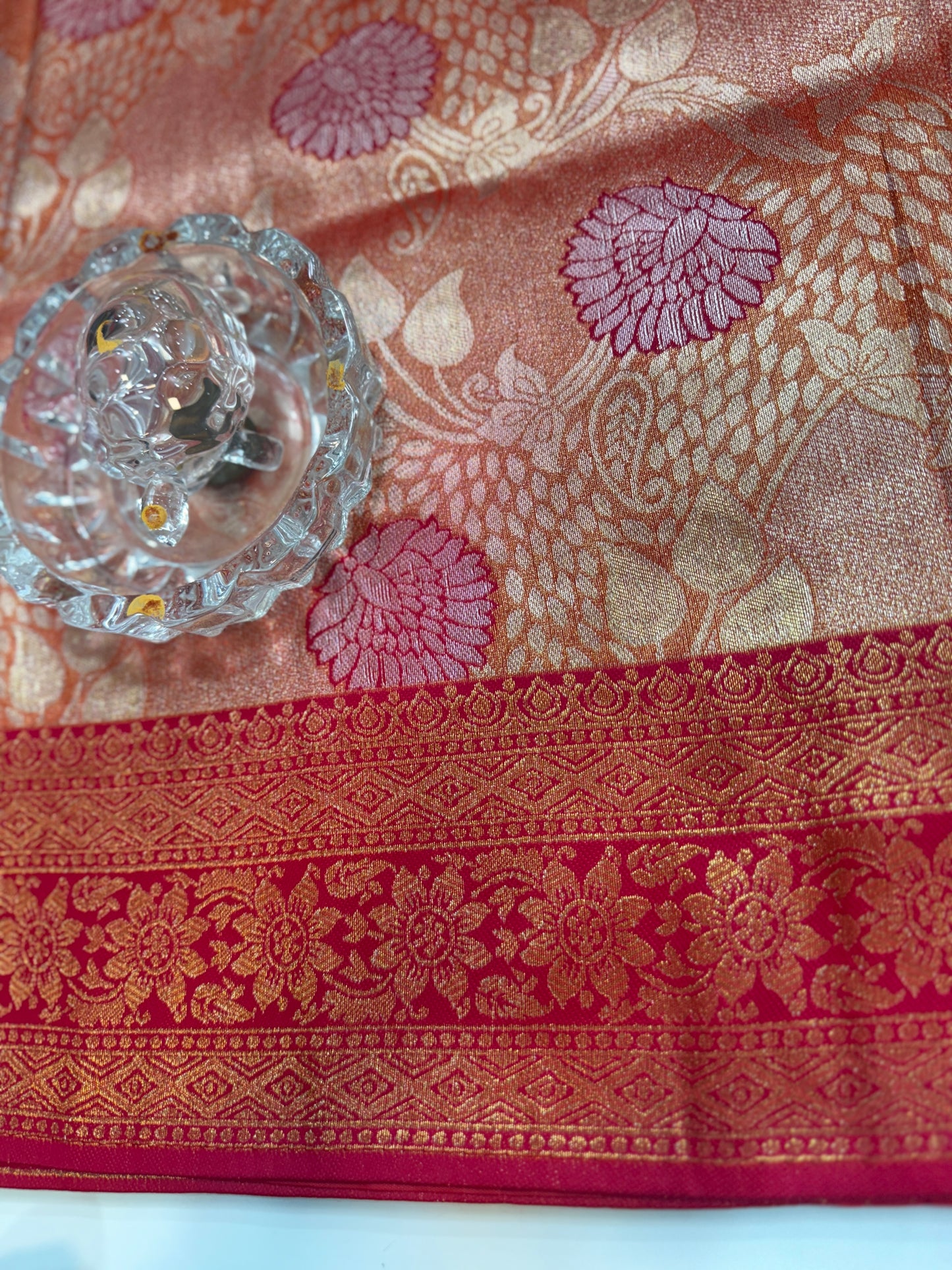 Kanjivaram Soft Silk Saree with Meenakari Weaving, Broad Pattu and Potli Tassels – Wedding Silk Saree for Women