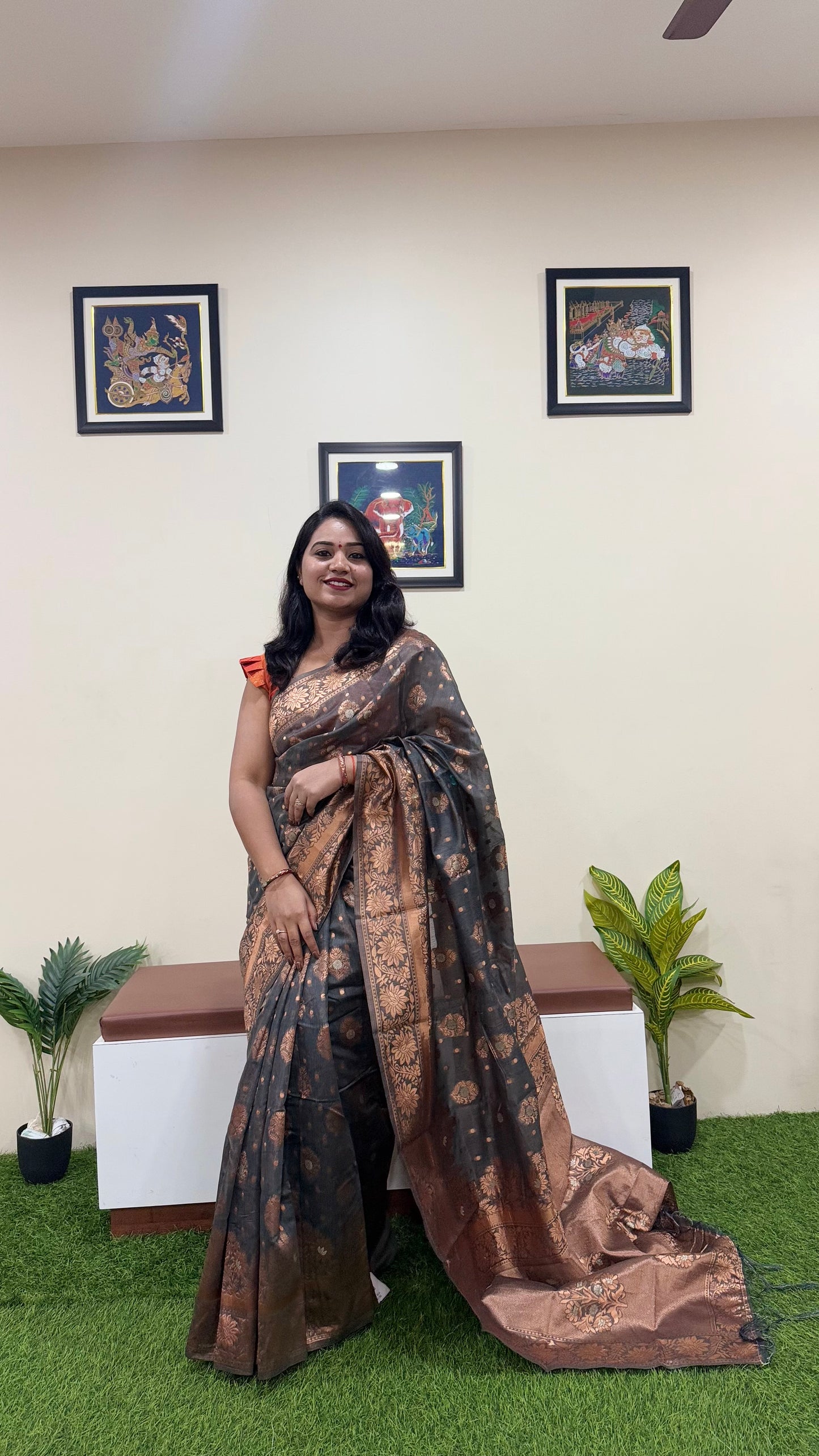 Semi Chanderi Woven Saree Code : 189 & 286 (blue)