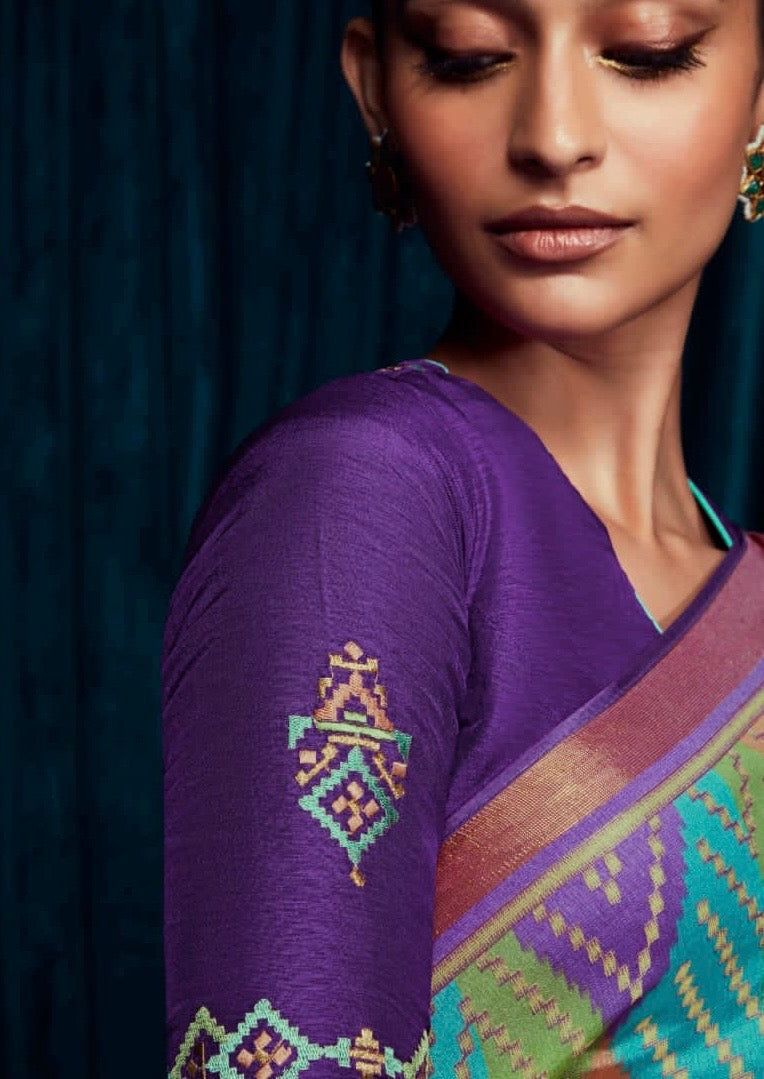 soft brasso saree with printed pattern, fancy border and tassel pallu – party and festive wear for women