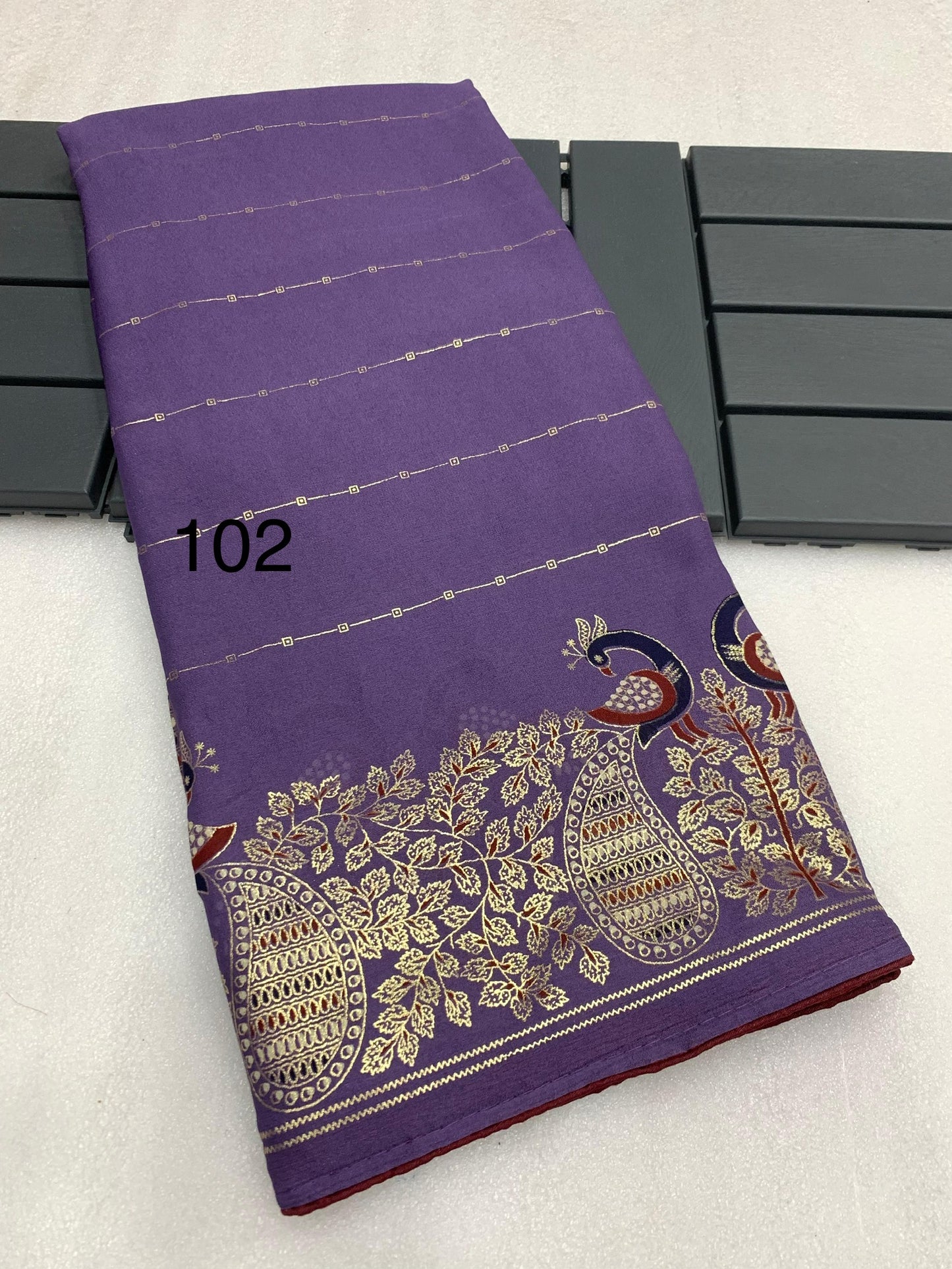 Bamber Viscose Georgette Saree with Mill Foil Print and Running Blouse – Festive Wear