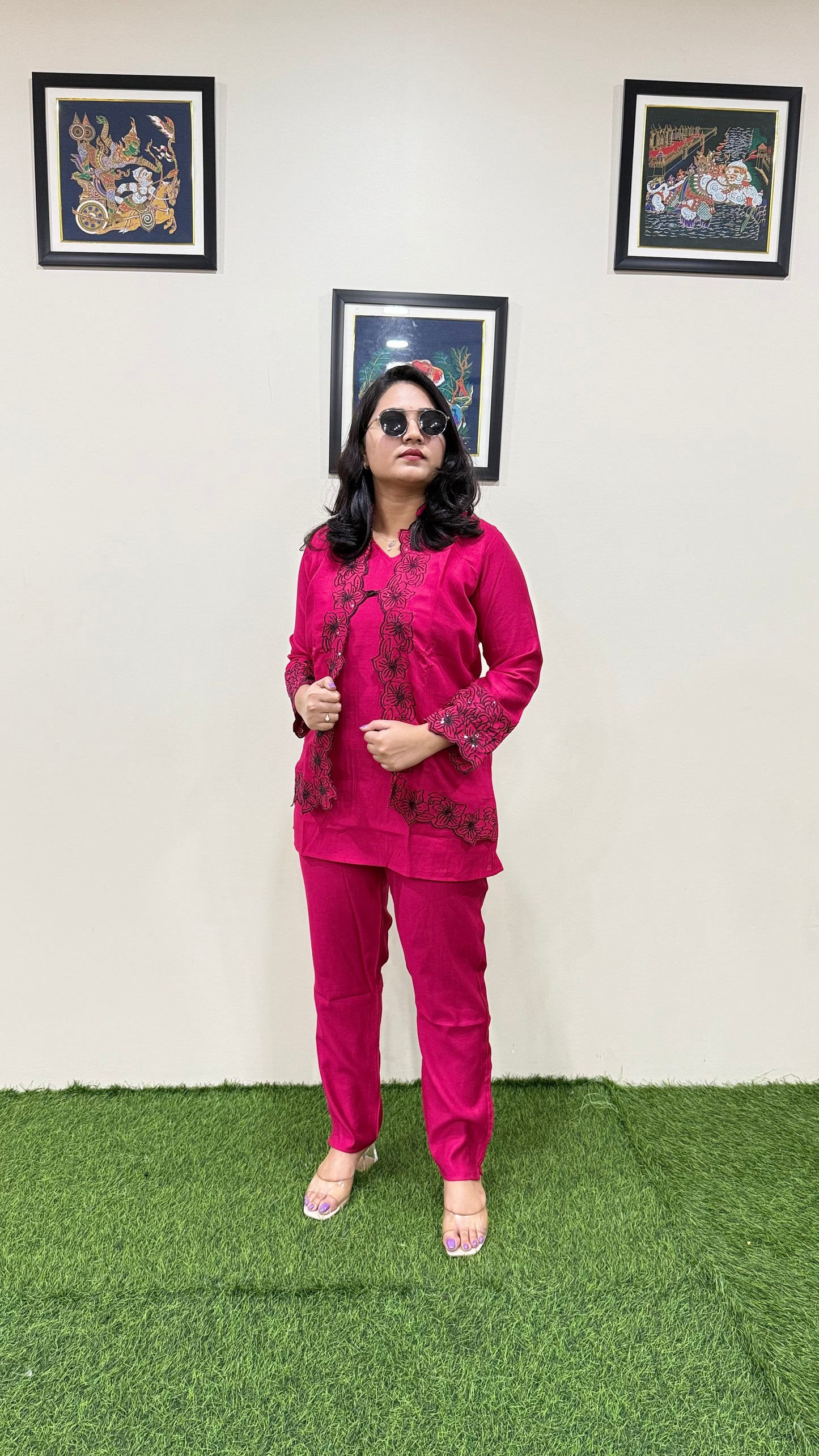 Women's Viscose Latex Co-ord Set in Trendy Solid Design – Sizes XL to 3XL