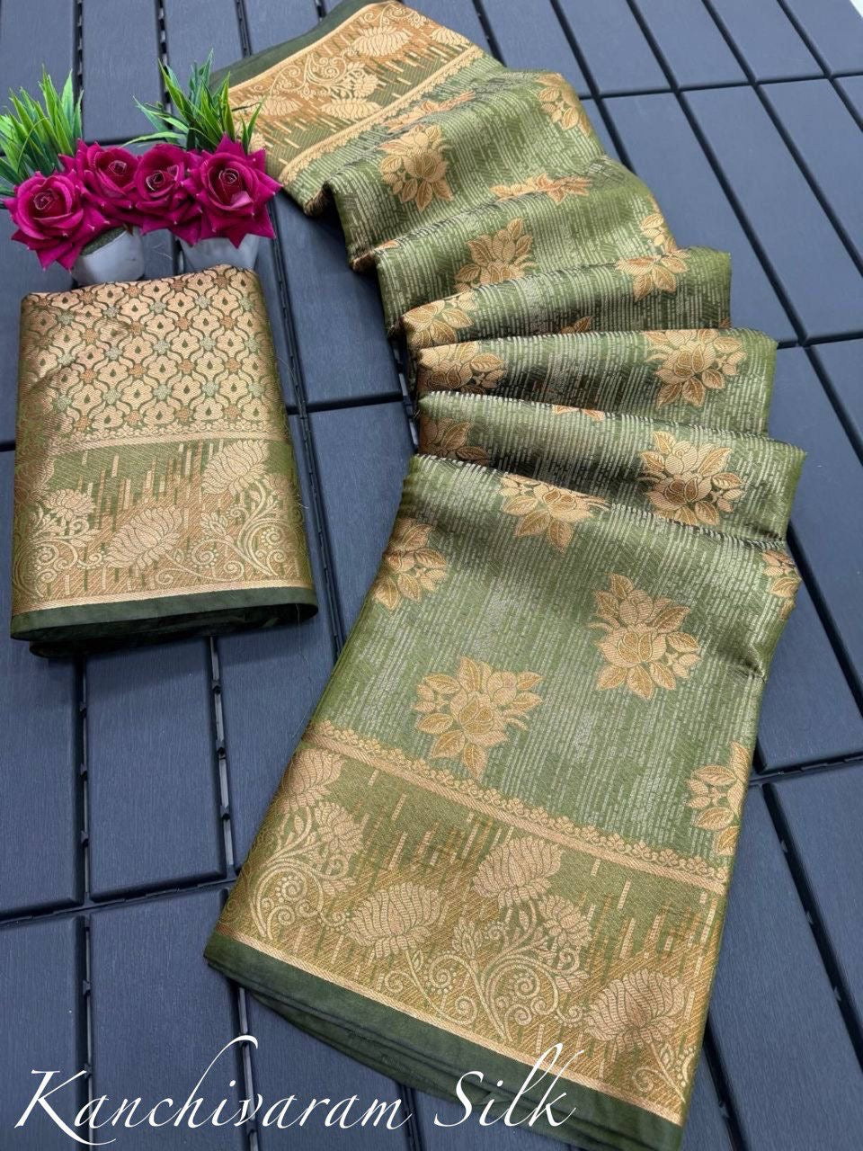 Kanchipuram Silk Handloom Heavy Zari Work Sarees