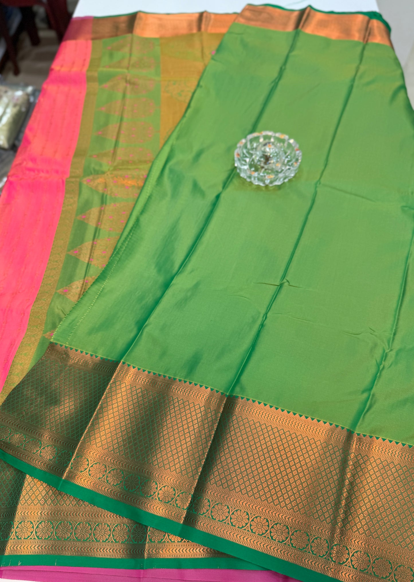 Dharmavaram Silk Saree with Intricate Meena Work and Blouse Piece for Women