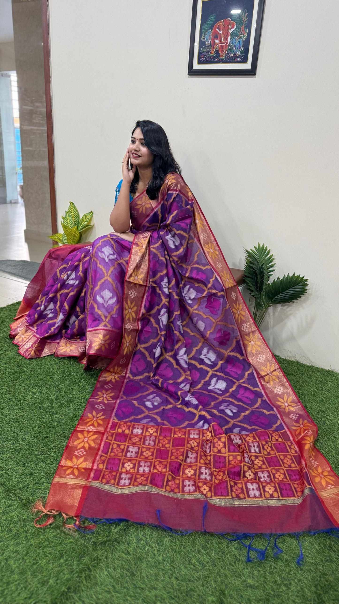 Pochampally Weaving Pure Cotton Saree