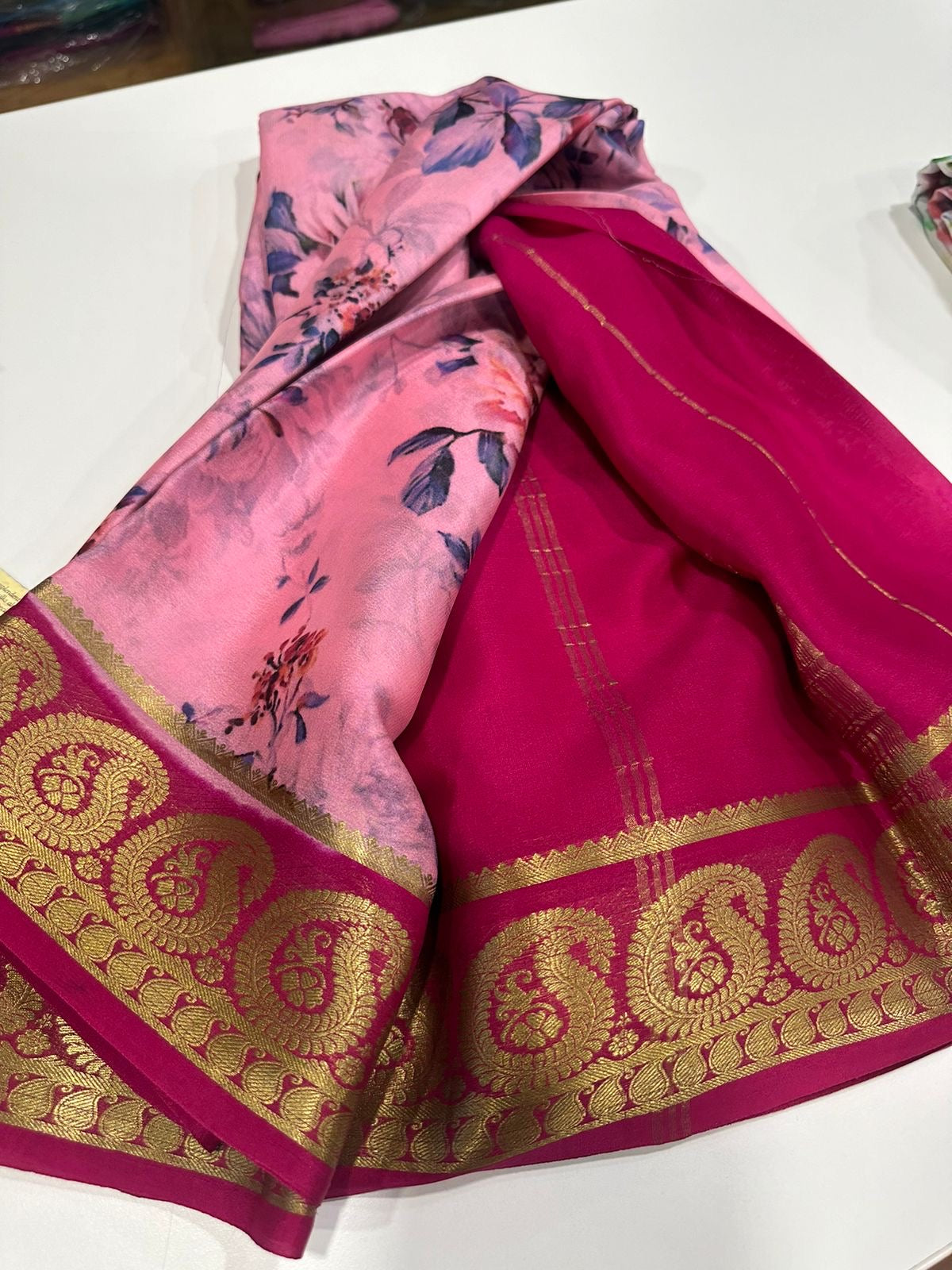 Flat 25 Off - Elegant Pure Crepe Mysore Silk Sarees - Silk Mark Certified