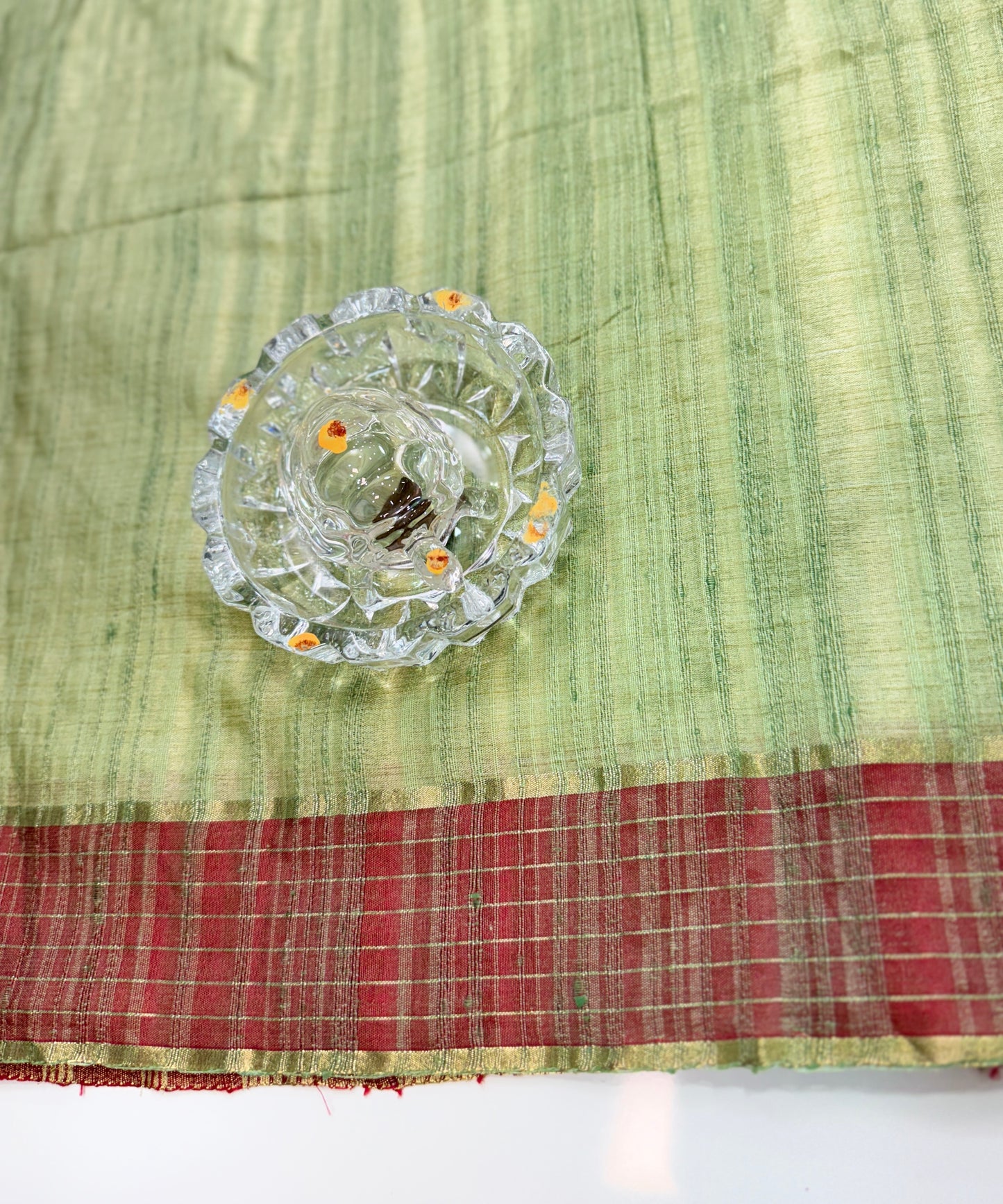 Handloom Style Katan Silk Saree with Red Zari Border – Elegant Office & Festive Wear Saree for Women