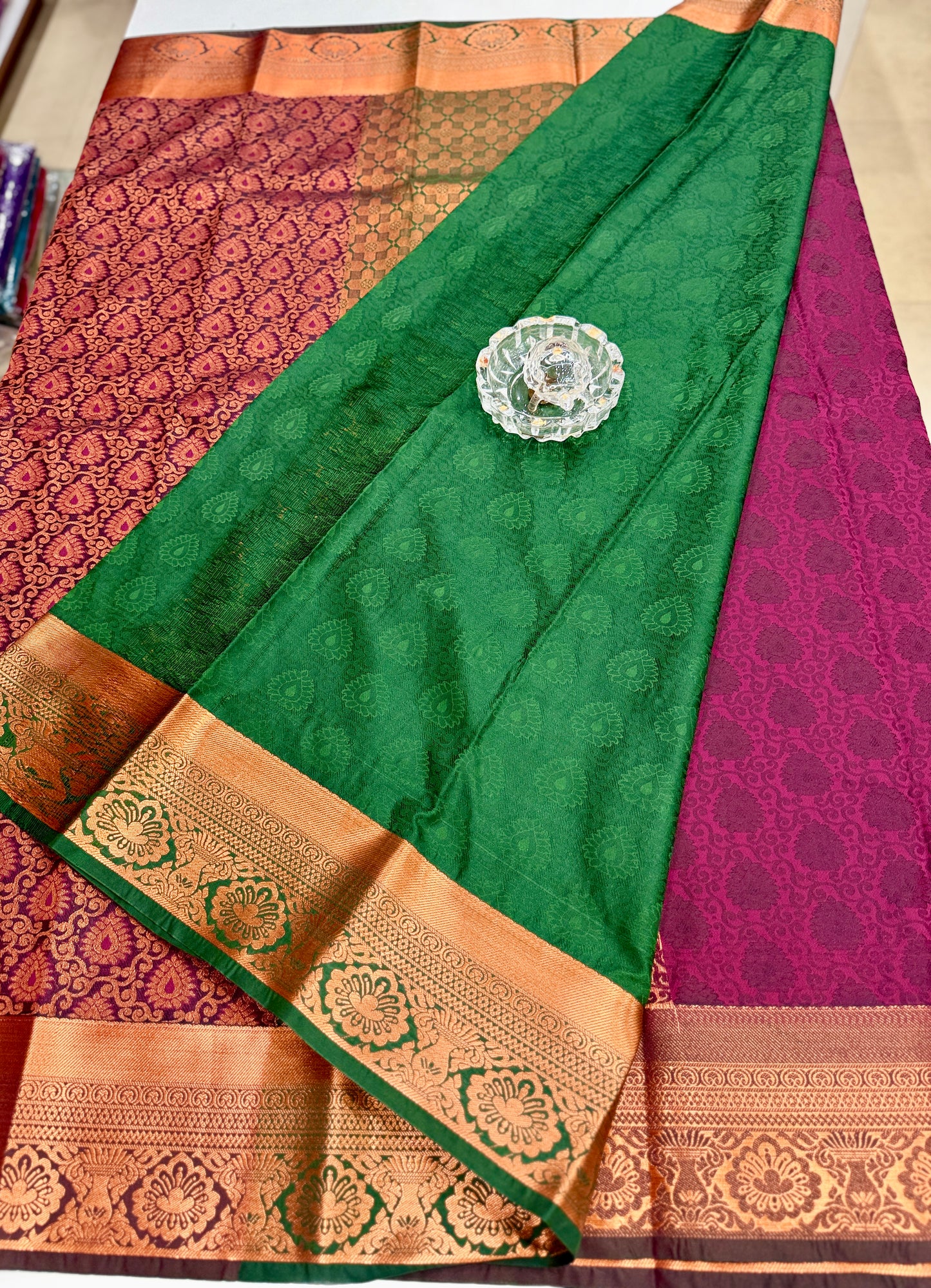 Bridal Soft Silk Saree with Jacquard Weaving & Contrast Border for Women