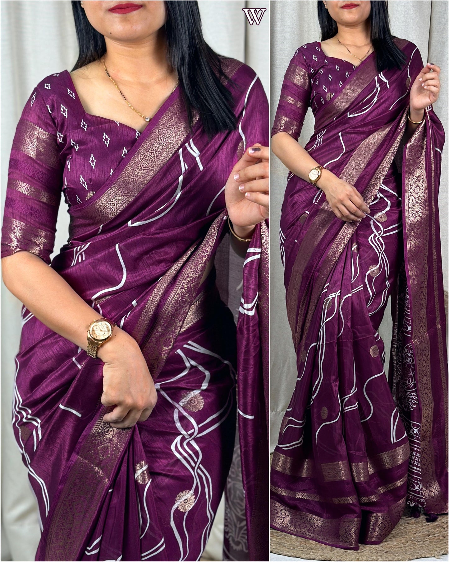 Graceful Muslin Cotton Printed Saree with Zari Jacquard Butti and Tassels