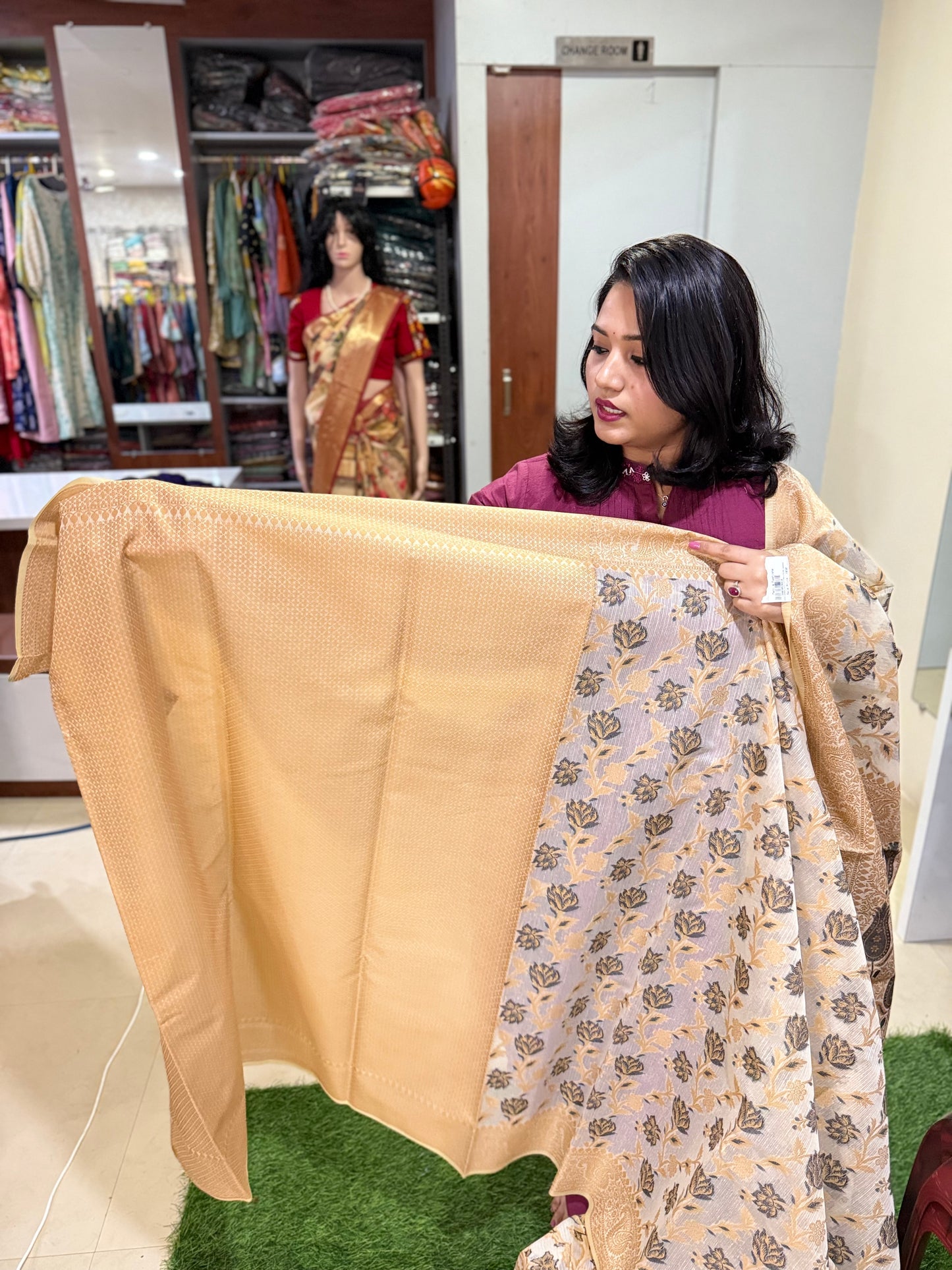 Kota Stripe Cotton Saree