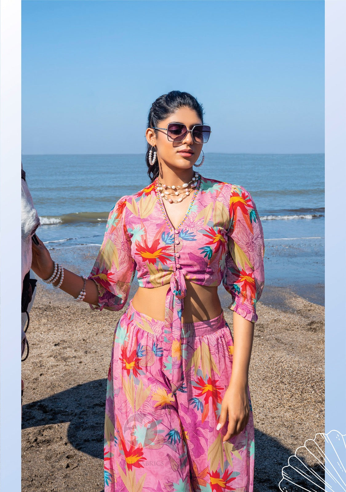 Elegant Summer Chic: Designer Crop Top with Palazzo Set in Premium Viscose Chiffon