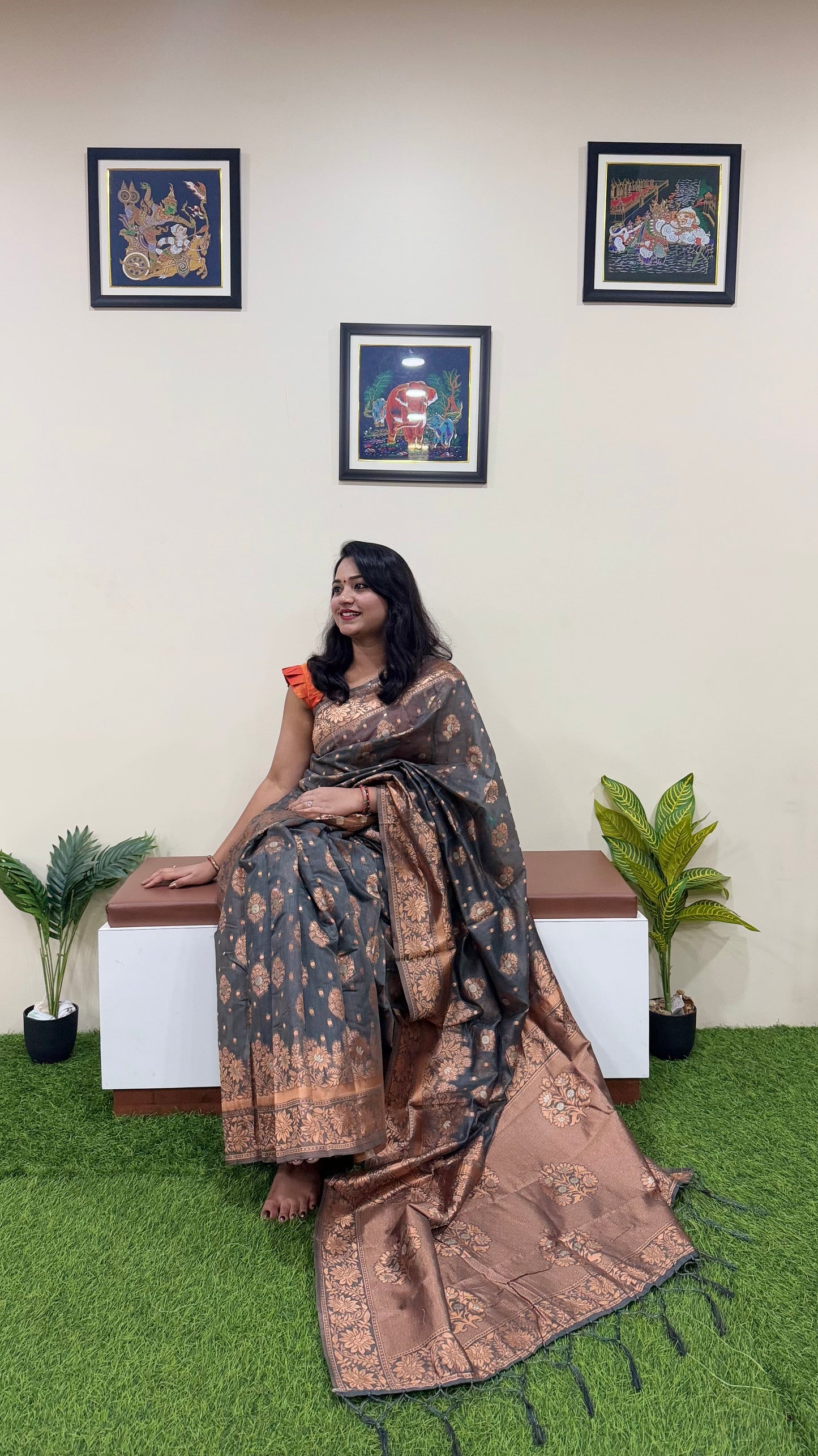 Semi Chanderi Woven Saree Code : 189 & 286 (blue)