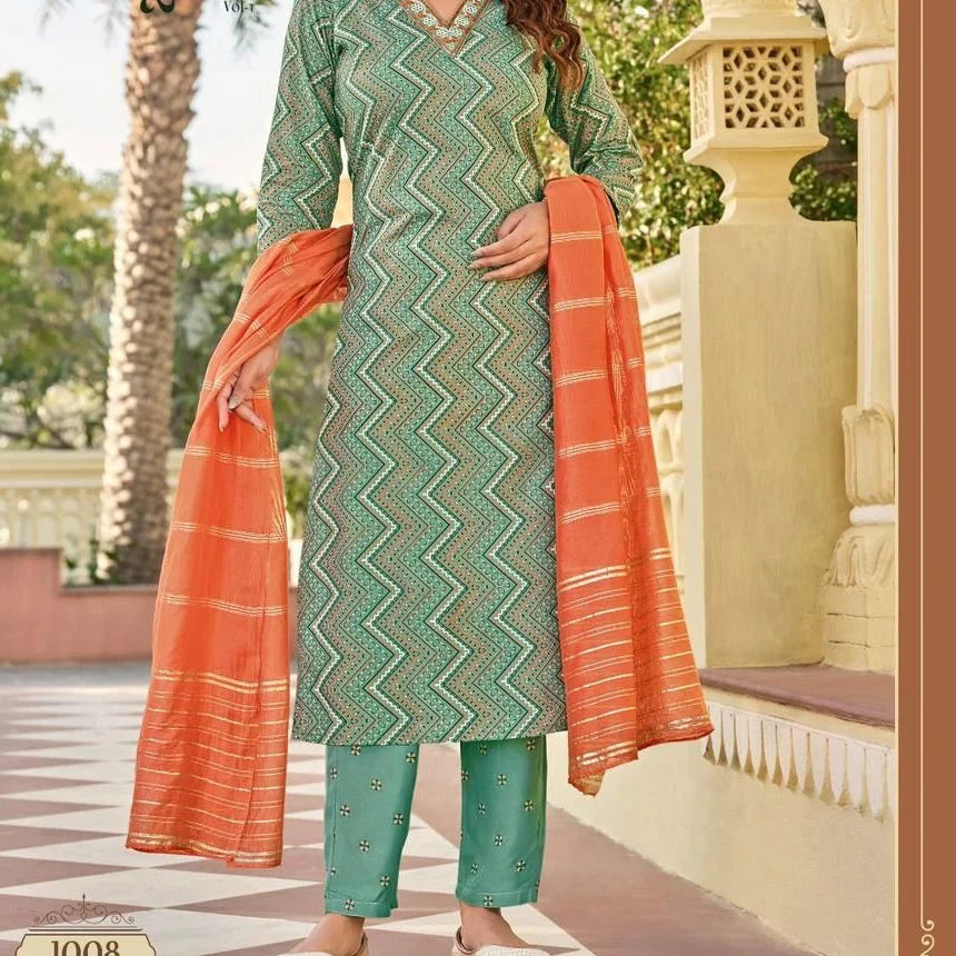 Sleek Chic: Straight Kurti Pant Dupatta Set for Effortless Style