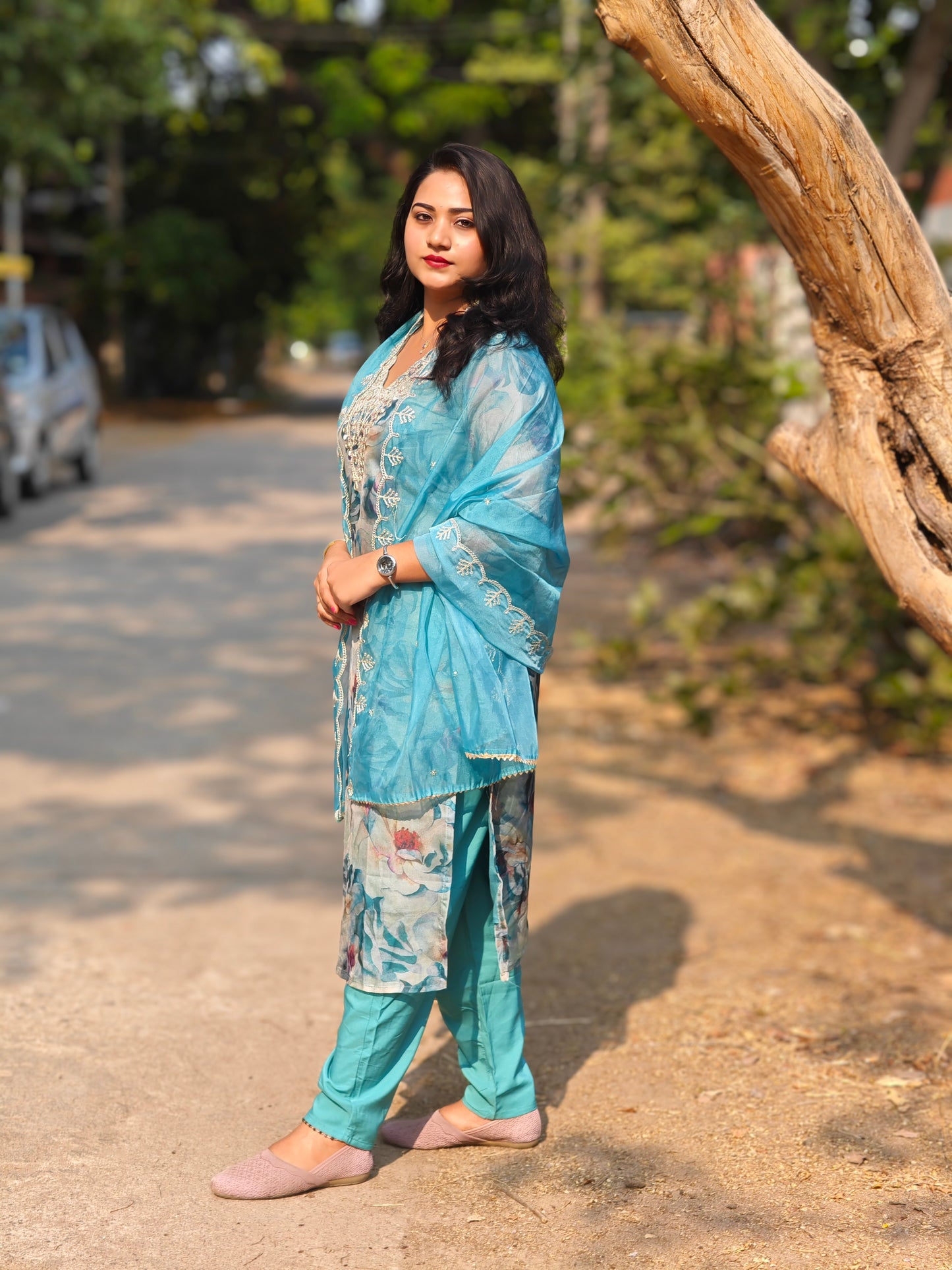Luxe Glamour: Striking Heavy Organza 3-Piece Set for Statement-Making Looks
