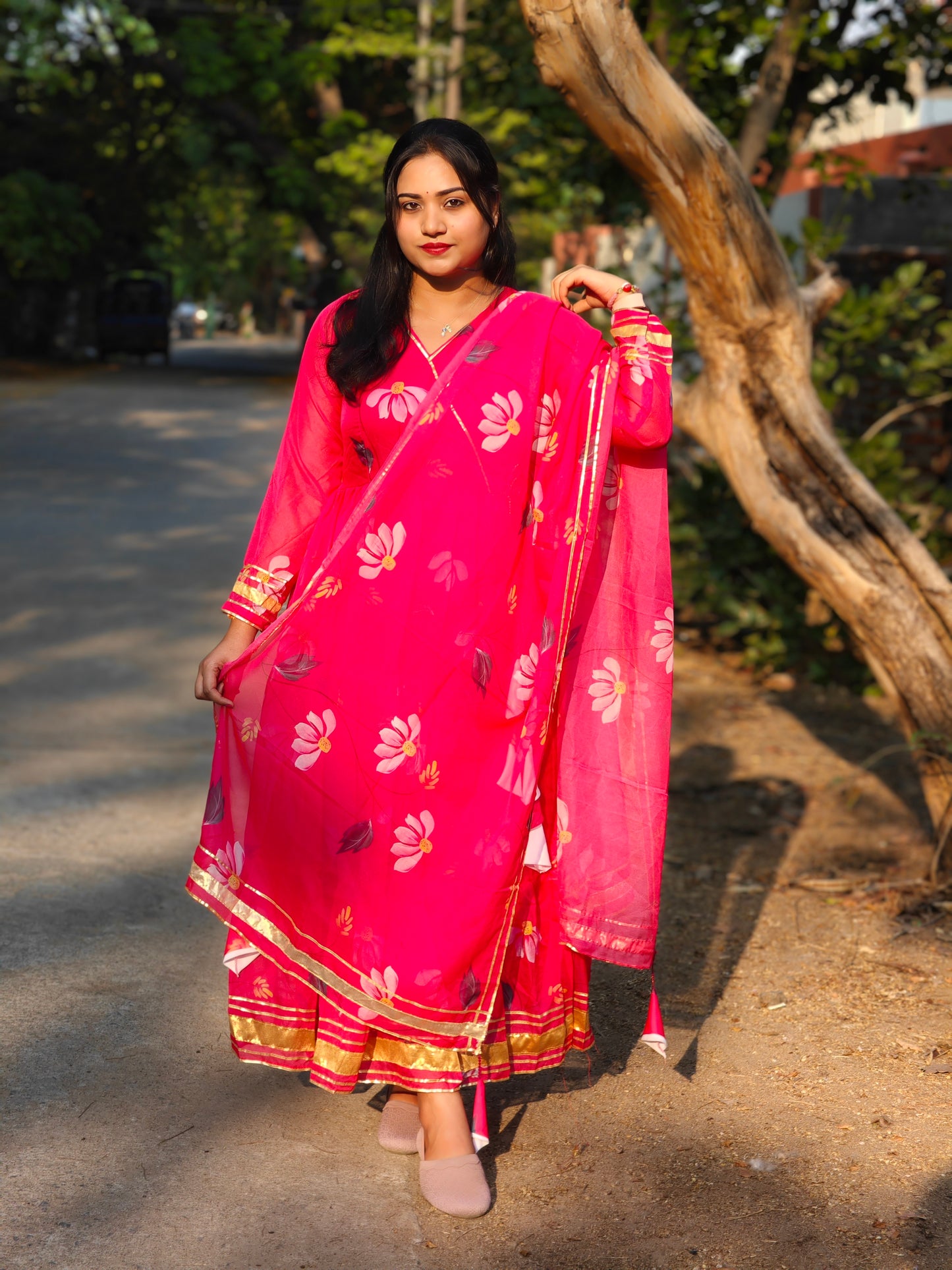 Hot Pink Organza Suit