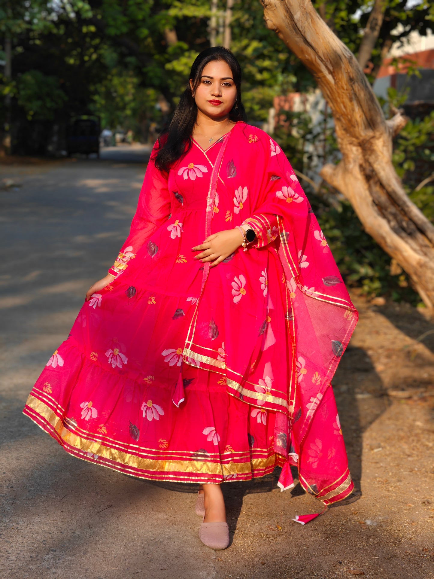 Hot Pink Organza Suit