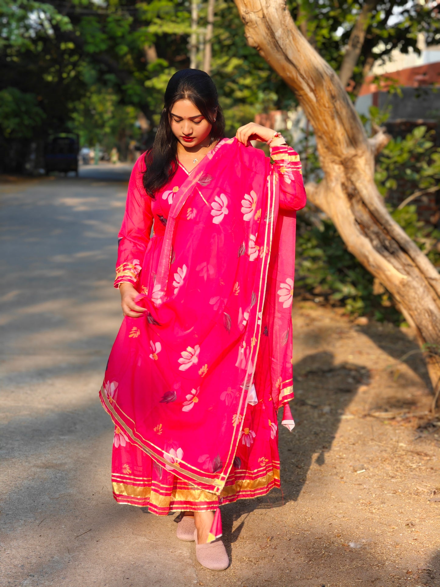 Hot Pink Organza Suit