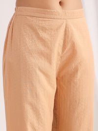 Solid Textured Co-Ord Set with Pleated Buttoned Top and Straight Pant – Casual Ethnic Wear for Women (L to XXL)