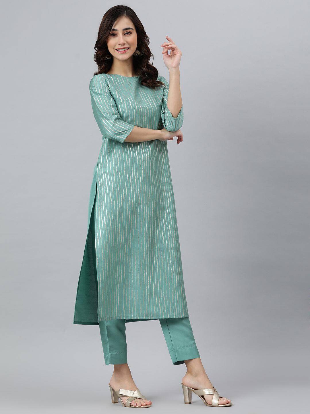 GREEN SILK KURTI WITH PANT AND DUPATTA S320JA