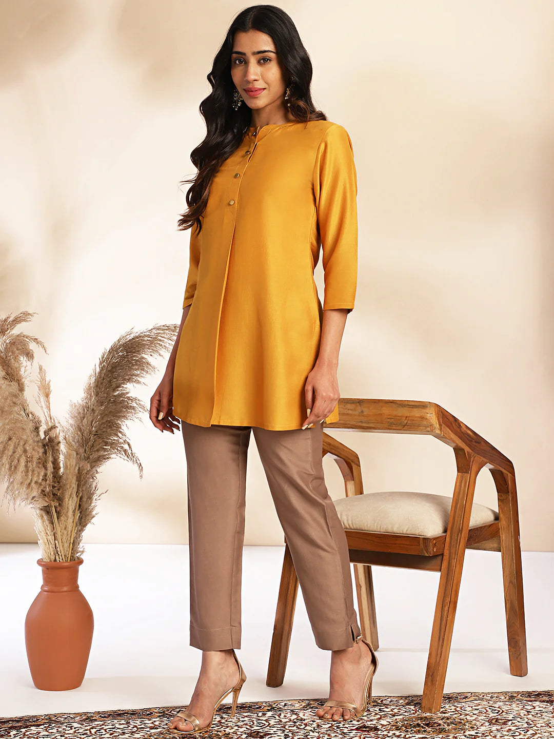 ELEGANT CHIQUE MUSTARD KURTI PANT JAC952