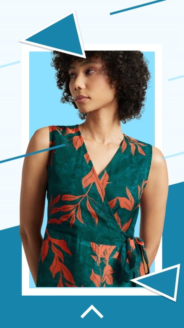 Organza Floral Wrap Dress