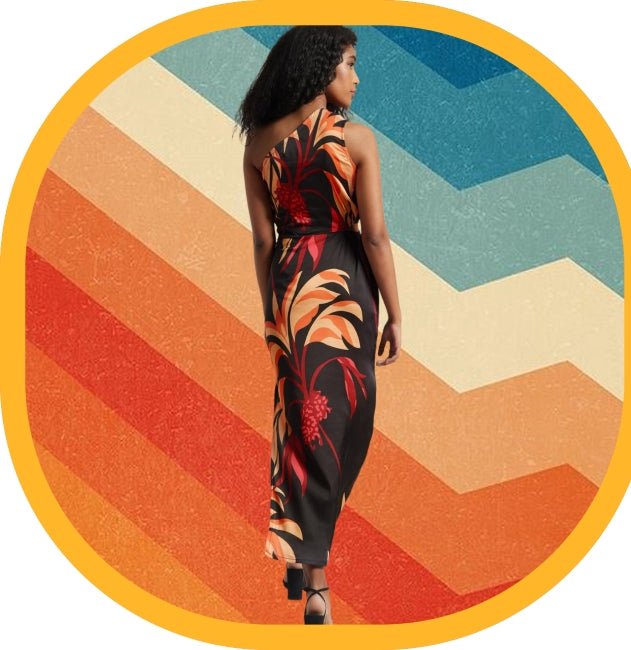 Abstract Side Slit Maxi Dress