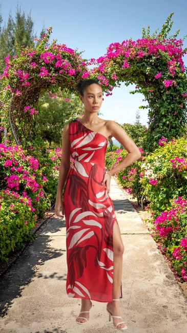 Abstract Side Cut-Out Maxi Dress