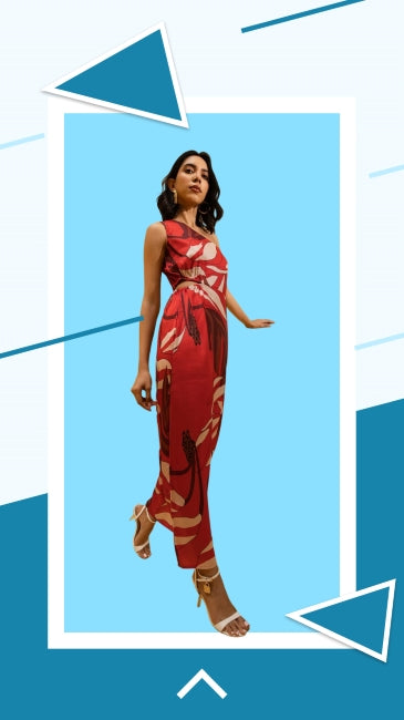 Abstract Side Cut-Out Maxi Dress
