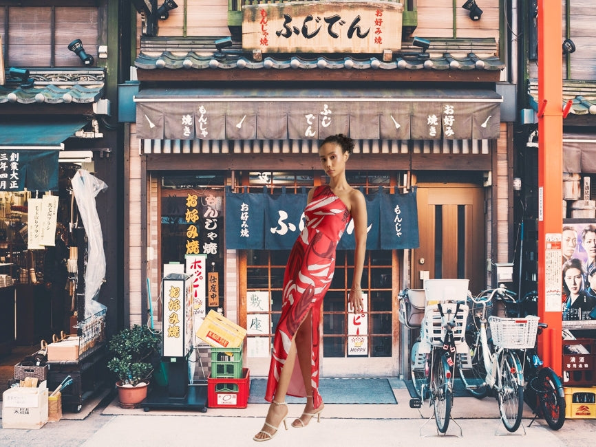Abstract Side Cut-Out Maxi Dress