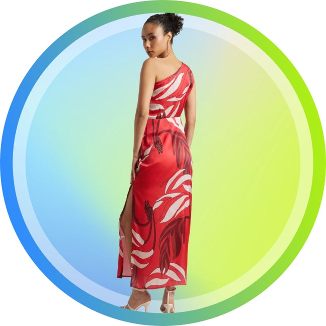 Abstract Side Cut-Out Maxi Dress